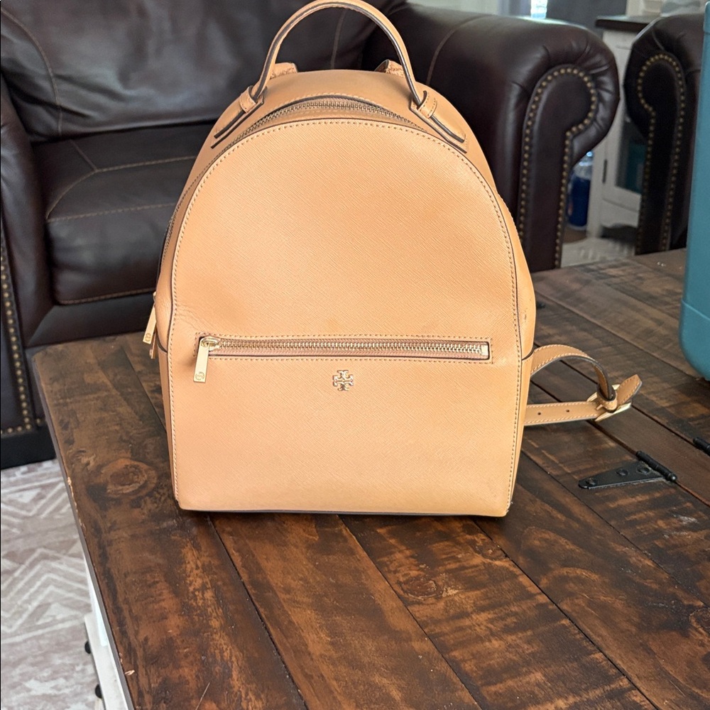 Tory Burch Beige Monogrammed book bag/purse